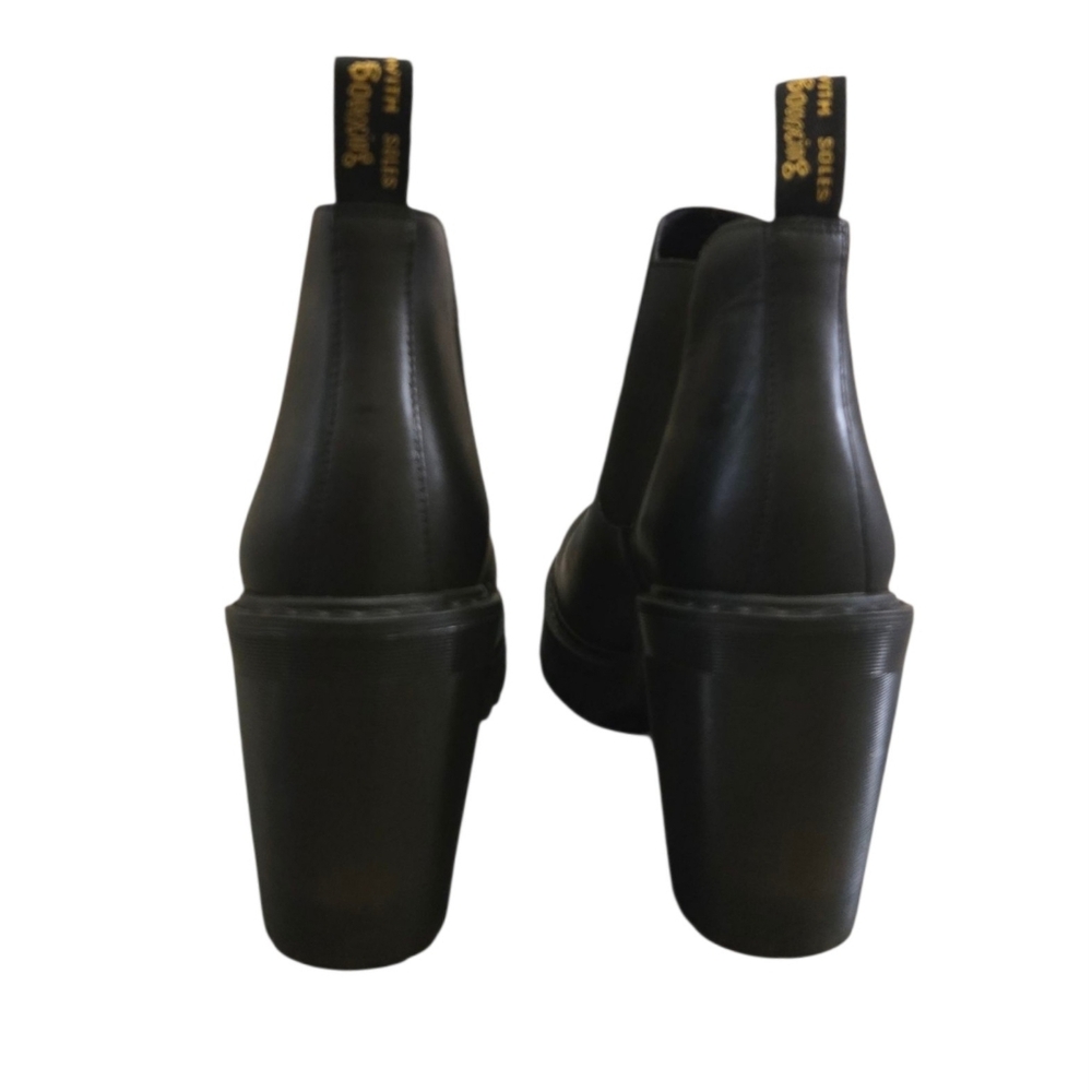 Dr. Martens Hurston Black Leather Heeled Platform Lug Sole Chelsea Boots 9-10 - Picture 5 of 14